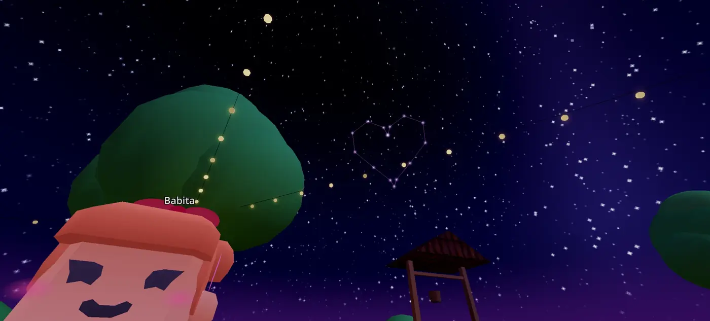 Stargazing together with a heart-shaped constellation