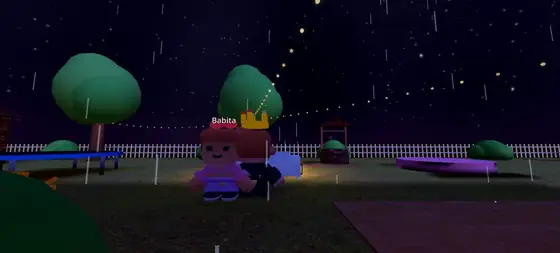 Rain over the garden at night